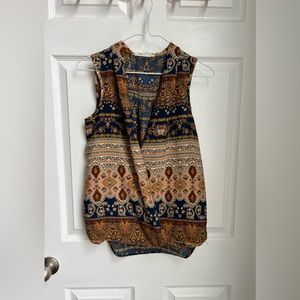 Pink Rose Faux Wrap Blouse